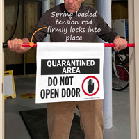 Quarantined Sign Do Not Open Door Barricade