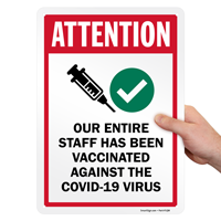 Staff vaccination notice sign