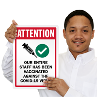 Vaccination status announcement sign