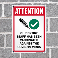 Safety sign: Entire staff vaccinated