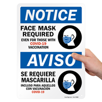 Face mask required even with vaccination sign