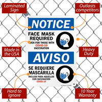 Bilingual mask policy sign