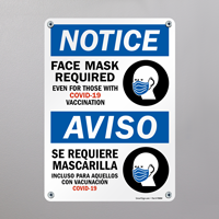 Bilingual face mask required sign