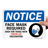 Face mask required even for those with vaccination sign