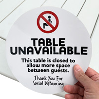 Removable social distancing table decal