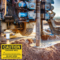 Caution: Leachate well restricted access sign