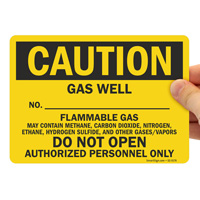 Gas well access restricted sign