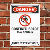 Confined Space Warning Sign: Permit Only