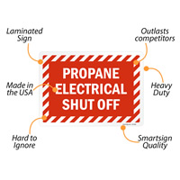 Propane and electrical shut off instruction sign