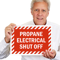 Propane electrical shut off warning sign