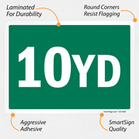 Label indicating 10 Yard Capacity