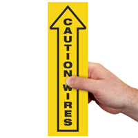 Caution: Wires arrow safety sign