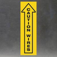 Safety sign: Arrow indicating wire caution