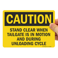 Tailgate safety caution sign
