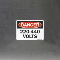 Danger: High Voltage - 220 to 440 Volts Sign