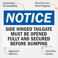 Warning: Secure Side Tailgate Before Dumping