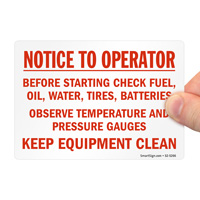 Check fuel oil batteries sign