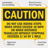 Safety notice for avoiding riding steps