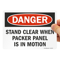 OSHA Danger Sign: Packer Panel in Motion