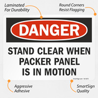 Danger Sign: Stand Clear During Packer Panel Movement
