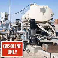Safety notice: Gasoline restricted area sign