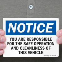 Vehicle Operations Safety Sign
