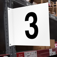 Aisle number 3 projecting sign