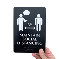 Braille Social Distancing Sign
