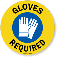 Safety Gloves Required SlipSafe Adhesive Floor Sign