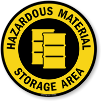 Circular hazardous material storage area floor sign