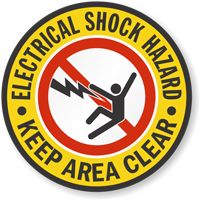 Circular Electrical Shock Hazard Floor Sign
