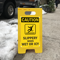 Slippery When Wet Or Icy Floor Standing Signs