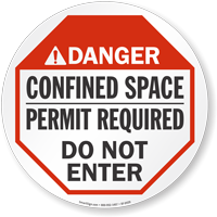 Confined Space Permit Required Adhesive Floor Sign