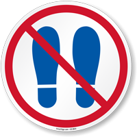 No Entry Floor Sign with Footprints