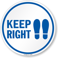 Keep Right Footprints Floor Sign