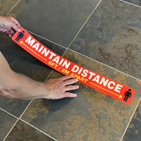 Maintain distance floor sign with pebbled finish