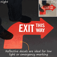 Reflective Exit This Way Curved Right Arrow