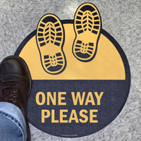 One Way Please with Shoeprints SlipSafe™ Floor Sign