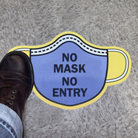 Mask Shaped - No Mask, No Entry SlipSafe™ Floor Sign