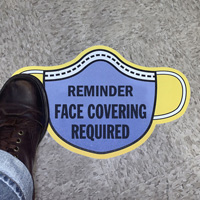 Mask Shaped - Reminder - Face Covering Required Sign