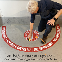 Keep area around fire extinguisher clear floor sign kit