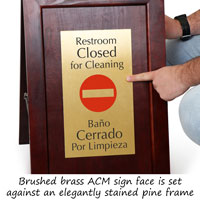 Restroom Closed for Cleaning Bilingual Sign