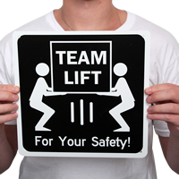 Team Lift Safety Instructions Signs