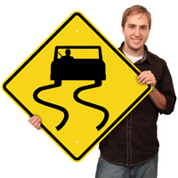 Slippery When Wet (Symbol) - Road Warning Signs