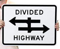 Divided Highway One Way Signs Symbol