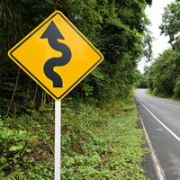 Left Winding Road Signs - Sharp Turn Signs
