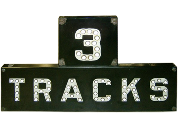 traditional 3-track railroad crossing sign