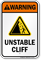 Warning Unstable Cliff Water Safety Sign