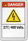 277/480 Volts ANSI Danger Label