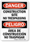 Bilingual Construction Site No Trespassing Sign